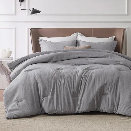 Miniatura 39 de Bedsure - Juego de edredón queen - Juego de ropa de cama refrescante y cálida, ropa de cama reversible gris claro para todas las estaciones, 3 03