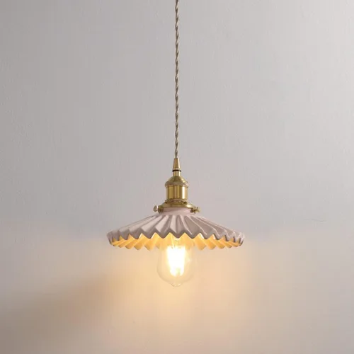 Miniatura 9 de Lámpara colgante de cerámica negra para isla de cocina, pantalla festoneada de cerámica, estilo granja, vintage, luces colgantes de techo