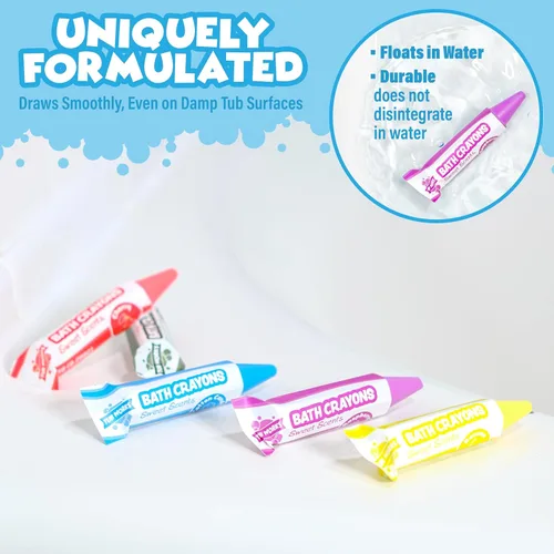 Miniatura 5 de Tub Works® Crayones de baño con aromas dulces Smooth™, juguete de baño, 12 unidades Crayones de baño no tóxicos y lavables para niños pequeños