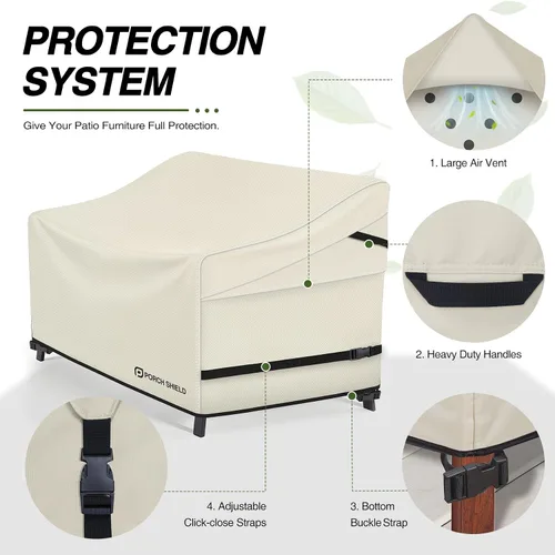 Miniatura 4 de Porch Shield Funda Impermeable para Sofá de Banco de Exterior – Funda para Sofá de Dos Plazas de Patio 56W x 31D x 33H pulgadas, Beige
