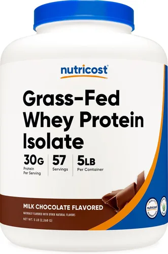 Miniatura 9 de Nutricost Proteína aislada de suero alimentado con hierba (sin sabor) 2 libras – Sin OMG, sin gluten, proteína pura