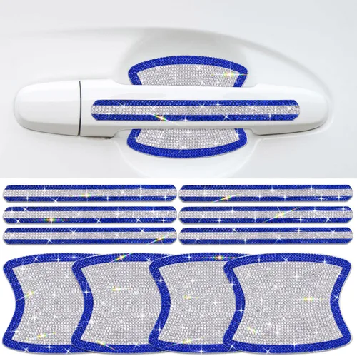 Miniatura 15 de Paquete de 10 calcomanías reflectantes para manija de puerta con diamantes de imitación para automóvil, universal, espejo retrovisor lateral