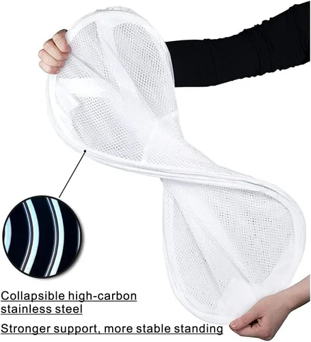 Miniatura 3 de BATTOO Cesta para ropa sucia de malla fuerte de lujo tipo pop-up con bolsillo lateral, plegable para cuarto de lavandería, baño, habitación