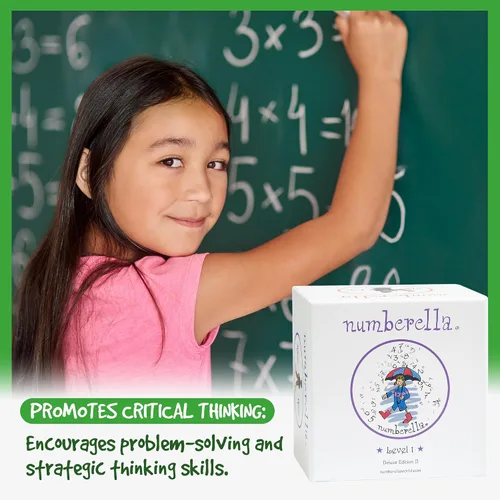 Miniatura 6 de Numberella Juego de cartas de matemáticas de lujo para niños - Nivel 1 Edades 7 a 10, grados 2 a 4 Mesas de matemáticas mentales y tiempos