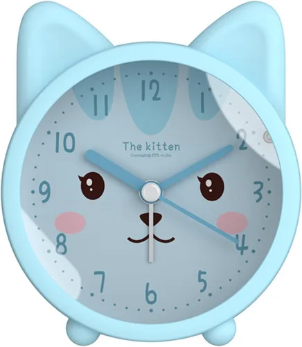 Miniatura 8 de Reloj despertador de silicona silencioso sin tictac para niños, con diseño de animal, para viajes, con luz nocturna (A- conejo blanco)