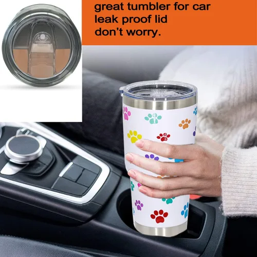 Miniatura 9 de Vaso de perro para mamá, regalos para amantes de los perros, tazas de café de viaje de acero inoxidable, tazas de café con estampado de patas