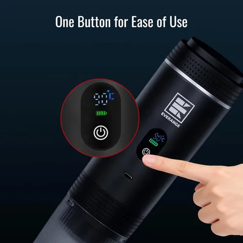 Miniatura 7 de Cafetera eléctrica portátil de espresso, cafetera de viaje compatible con café molido y cápsulas NS (Negro con pantalla LCD)