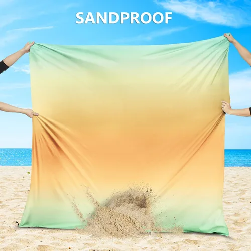 Miniatura 5 de WIWIGO Manta de playa impermeable a prueba de arena tapete de playa 79" X 83"/10'x9' para 2-8 adultos, de secado rápido, tapete de picnic al aire
