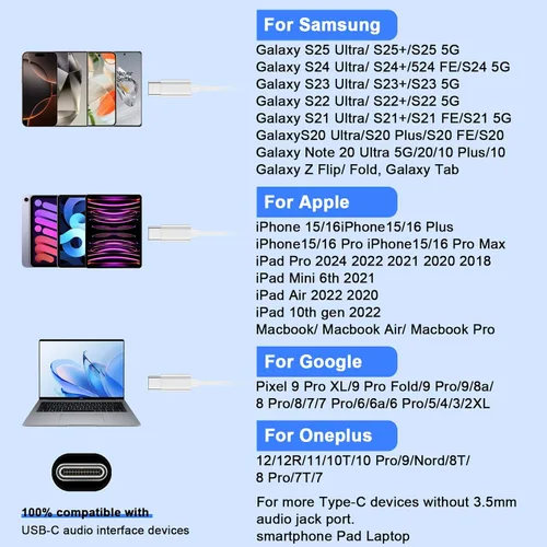 Miniatura 7 de Auriculares tipo C con cable para iPhone 16e 17/16 Pro Max/16 Pro/16 Plus/16/15, auriculares USB C con cancelación de ruido con micrófono y control