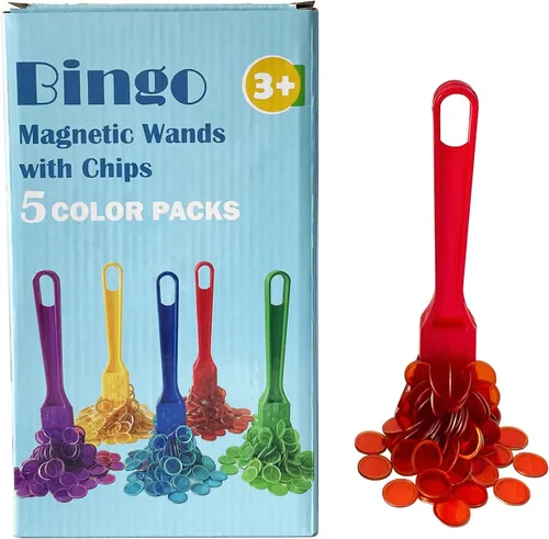 Miniatura 7 de Yuanhe Juego de fichas de bingo magnéticas, varitas magnéticas de 5 colores con 500 fichas de metal para contar y clasificar, actividades educativas
