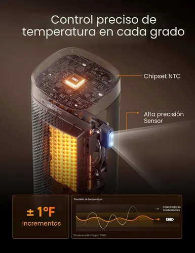 Miniatura 7 de Dreo Calentadores de Espacio para Uso Interior, Calentadores Portátiles de Calentamiento Rápido de 16 Pulgadas con Control Remoto, Temporizador