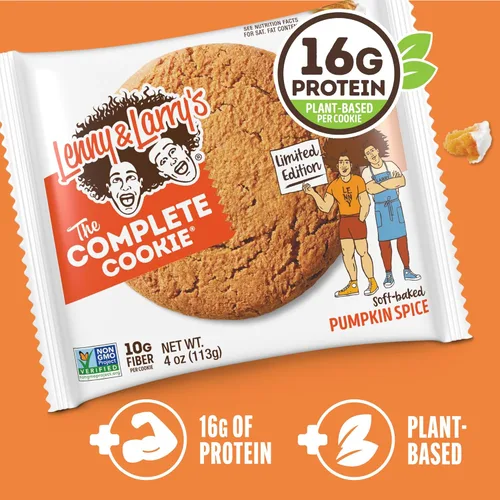 Miniatura 4 de Lenny & Larry's - The Complete Cookie Galleta sabor calabaza con especias, horneado suave, 0.56 onzas de proteína vegetal, vegana, sin OGM