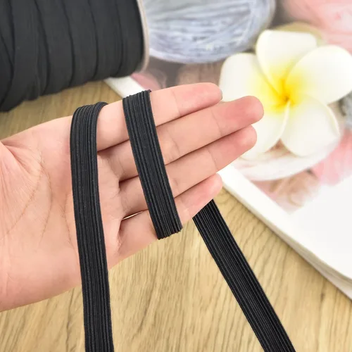 Miniatura 3 de Coopay Bandas elásticas planas de 100 yardas de largo, 1/2 pulgada de ancho, cuerda elástica plana para coser proyectos de bricolaje, artes y Negro