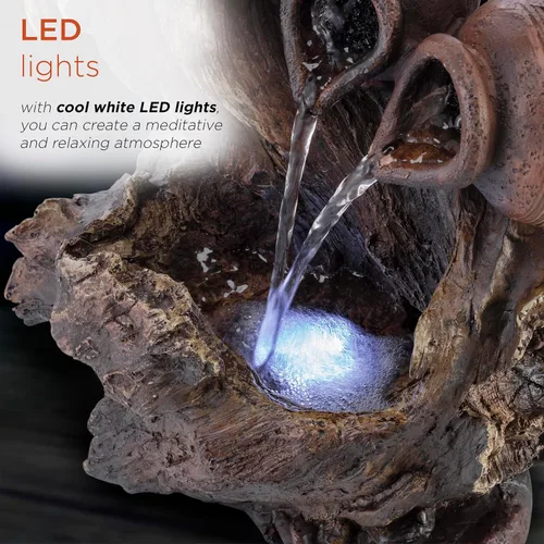 Miniatura 6 de Alpine Corporation fuente de mesa interior de 14 pulgadas de alto con dos jarrones en una rama de árbol con luces LED