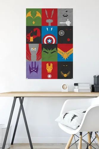 Miniatura 5 de Trends International Marvel Comics-Avengers-Minimalist Grid Mount Póster de pared Paquete de póster y clip