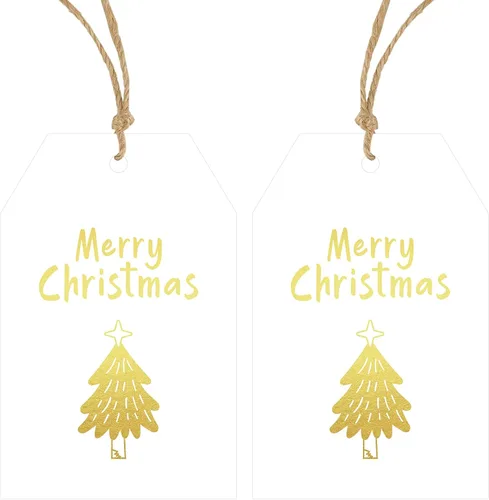 Miniatura 17 de Etiquetas de regalo de Navidad de Anwyll con cuerda - 50 piezas etiquetas de arco rosa feliz feliz feliz Navidad para regalos etiqueta de regalo