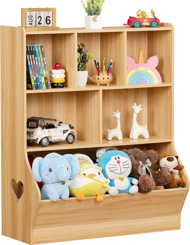 Miniatura 22 de Lerliuo Estantería y organizador de almacenamiento para bebés y niños pequeños, gabinete y librero para niños, estante de madera con 3 Azul