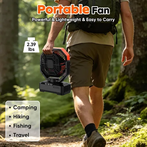 Miniatura 5 de COZII Ventilador portátil recargable, ventilador de batería de 20000 mAh de hasta 70 horas de funcionamiento, ventilador de campamento con luz LED