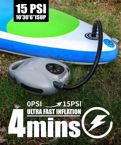 Miniatura 2 de Truely - Bomba de aire portátil de alta presión de 25 PSI, inflado rápido de 4 minutos, bomba de aire eléctrica con batería recargable de 74 WH