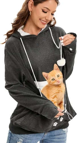 Miniatura 13 de BOMBAXCEIBA Bolsa para mascotas con capucha para mascotas pequeña, bolsa para perros y gatos, sudadera con capucha y bolsillo de canguro, con orejas
