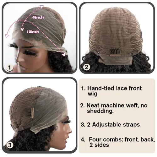 Miniatura 5 de MENTOR Pelucas de encaje frontal de cabello humano prearrancado 13x4 HD con encaje frontal para mujeres negras, cabello humano 150% de densidad