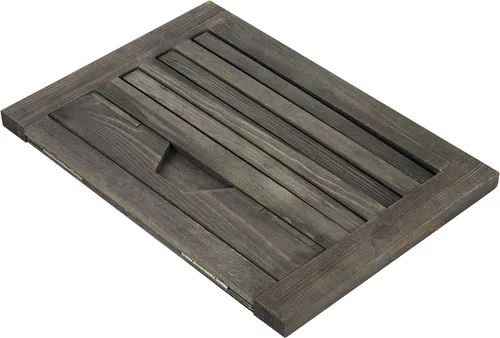 Miniatura 6 de MyGift Soporte para libros de cocina de madera gris rústica, ajustable y plegable, carpeta de recetas y soporte para tableta