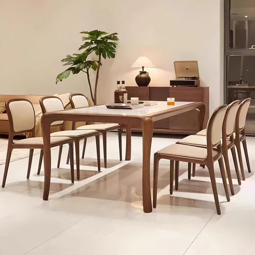Miniatura 8 de Sillas de comedor de madera sin brazos, sillas de cocina de comedor, silla de escritorio de cocina de nogal con soporte trasero, silla