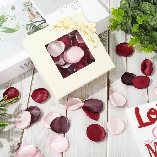 Miniatura 3 de Whaline 400 pétalos de rosa de seda, pétalos de flores artificiales dispersos para el día de San Valentín, despedida de soltera, noche romántica