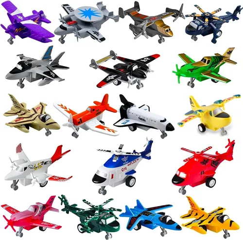 Miniatura 9 de Liberty Imports Juego de vehículos de juguete de aviones para tirar, paquete variado de helicópteros, bombarderos sigilosos, aviones de combate
