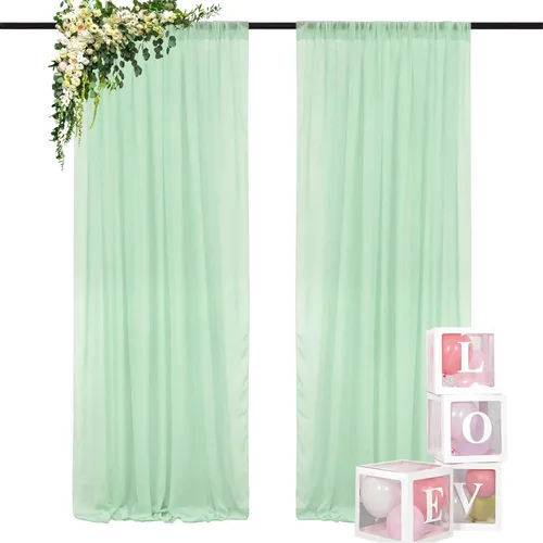 Miniatura 46 de DUOBAO Cortina de gasa rosa, 2 paneles de 29 x 96 pulgadas, cortinas de telón de fondo de boda, cortinas de playa transparentes para sala de estar