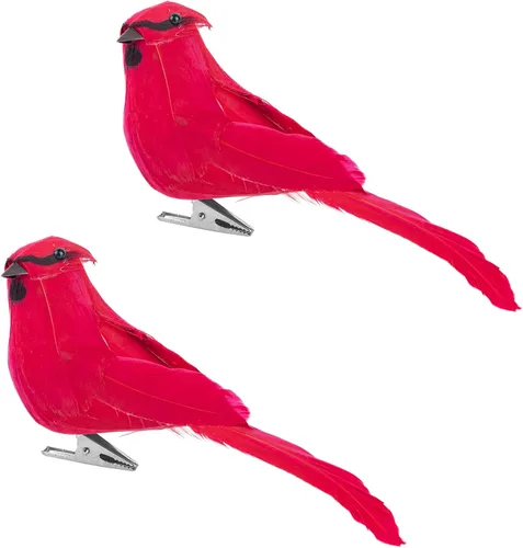 Framendino, Paquete de 2 cardenales de pájaros rojos con adorno de espuma de clip para adornos de corona