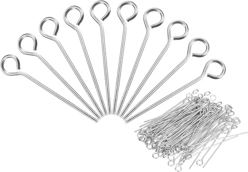 PATIKIL 500 alfileres de ojo de acero inoxidable 304 de 0.71 pulgadas de calibre 22 de plata para hacer joyas, manualidades, collares, pulseras y