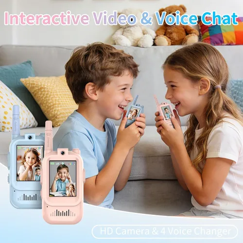 Miniatura 2 de Walkie Talkies para niños, paquete de 2 walkie talkies de video con pantalla de pantalla, radios de juguete recargables para edades de 3 a 12 años