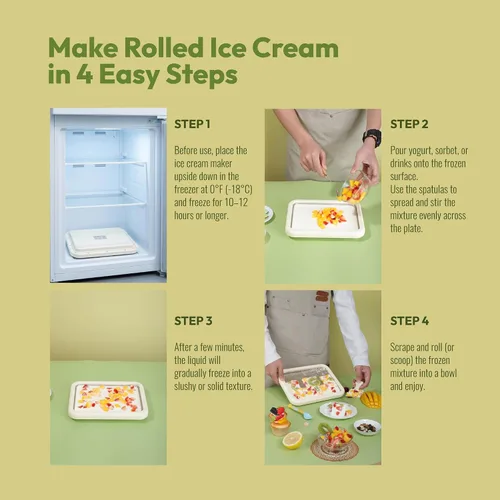 Miniatura 6 de Máquina de helados enrollados, rodillo de bandeja de congelación instantánea para rollo de helado casero de yogur congelado y sorbete de gelato