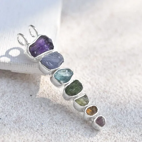 Miniatura 5 de YoTreasure 925 Sterling Silver Natural Healing Crystal Point Chain Pendant Necklace