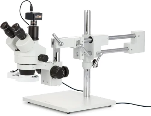AmScope SM-4TZ-FRL-5M Microscopio Digital Profesional Trinocular Estéreo Zoom, WH10x Oculares, Aumento 3.5X-90X, Objetivo de Zoom 0.7X-4.5X, Anillo