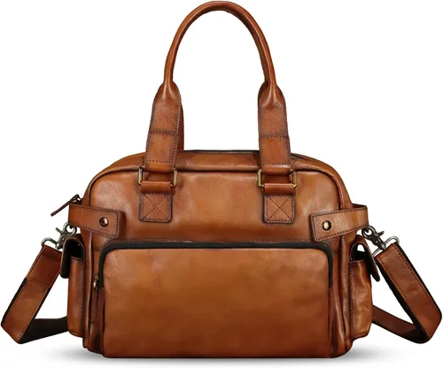 Miniatura 2 de Monederos y bolsos de cuero genuino para hombres y mujeres, bolso de mensajero de cuero real vintage para hombro