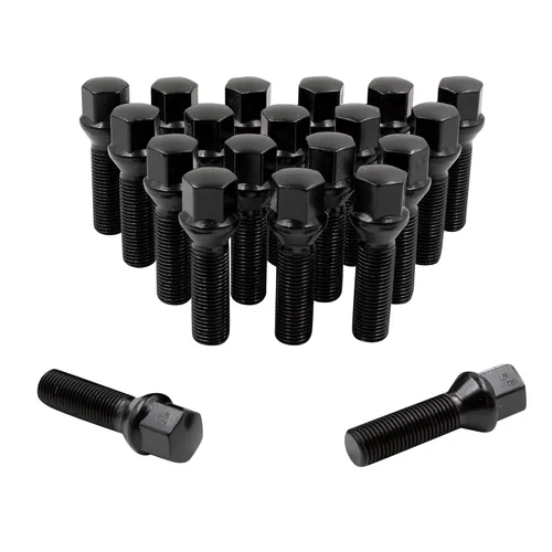 Wheel Accessories Parts 20 piezas de pernos de asiento de bellota M14 x 1.50 rosca, acabado negro, vástago de 1.33 pulgadas, longitud de 0.669 in,