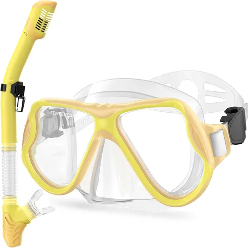 Miniatura 13 de Greatever Snorkeling Gear for Kids, Dry Snorkel Set Panoramic View Snorkel Mask, Anti-Fog Scuba Diving Mask for Kids Youth Age 6-14, Unisex Swimming
