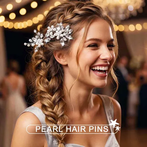 Miniatura 7 de JAKAWIN - Pinzas decorativas para el cabello de boda, accesorios para el cabello Dama de honor plata oro rosa pieza updo para mujer