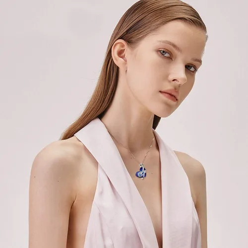 Miniatura 2 de POPLYKE - Collar de plata de ley con diseño de corazón con joyas de cristal para mujeres