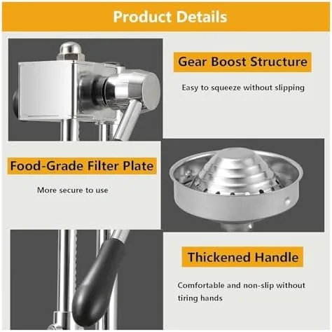 Miniatura 6 de Heavy-Duty Cast Iron Citrus Juicer - Manual Squeezer with Stainless Steel Crusher & Large Pressure Plate for Easy Juice Extraction - Ideal for