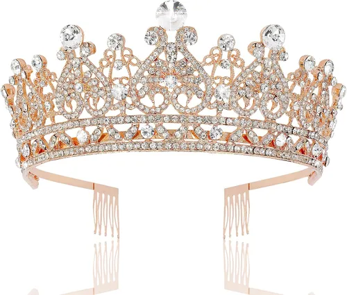 Miniatura 11 de TOBATOBA - Tiaras y coronas para mujer; tiara nupcial de cristal para novia; corona de reina princesa real; tocados de quinceañera para 15 años