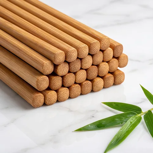 Miniatura 3 de Jucoan 100 pares de palillos de bambú reutilizables, 9.5 pulgadas naturales sin pintar, antideslizantes, palillos de madera ligeros a granel