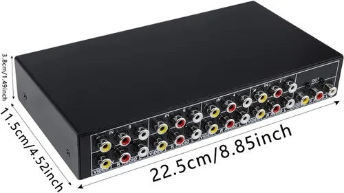 Miniatura 5 de QiCheng y LYS 8 en 1 Salida 3 RCA AV Audio Video Splitter Amplificador para caja de cable, DVD DVR, TV analógica, 1x8, divisor de puerto, compuesto