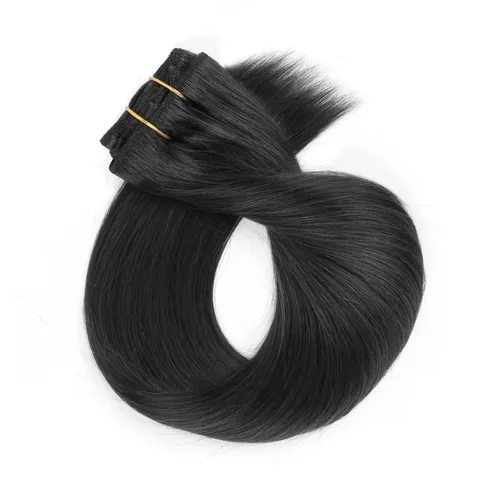 Miniatura 3 de ABH AMAZINGBEAUTY HAIR Extensiones de cabello humano negro con clip, 8 piezas de extensiones de volumen con clip, 4.23 onzas, sedoso, lacio, suave