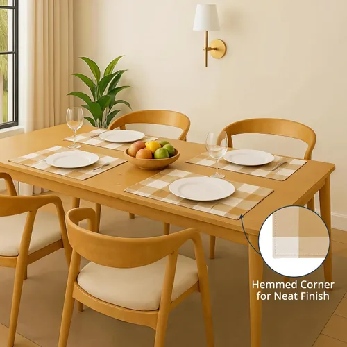 Miniatura 4 de LANE LINEN Juego de 4 manteles individuales decorativos de algodón de 13 x 19 pulgadas, color beige