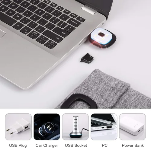 Miniatura 3 de Gorro LED con Luz, Gorro con Linterna de 4 LED Unisex Recargable por USB, Manos Libres, Gorro de Invierno de punto con Luz Nocturna, Linterna
