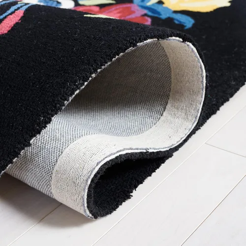 Miniatura 6 de SAFAVIEH Chelsea Collection - Alfombra de pasillo, 2 pies 3 pulgadas x 8 pies, negro y rosa, hecho a mano, lana floral francesa, ideal para zonas
