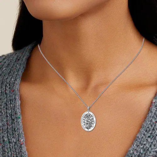 Miniatura 266 de Collar de plata de ley 925 con medalla de San Patrón, colgante de protección católica, amuleto, joyería religiosa para hombres y mujeres